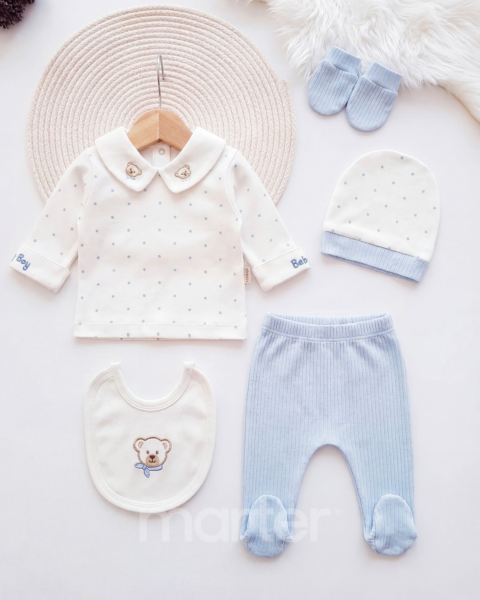 طقم مريح وفخم للمواليد الجدد بـ5 قطع