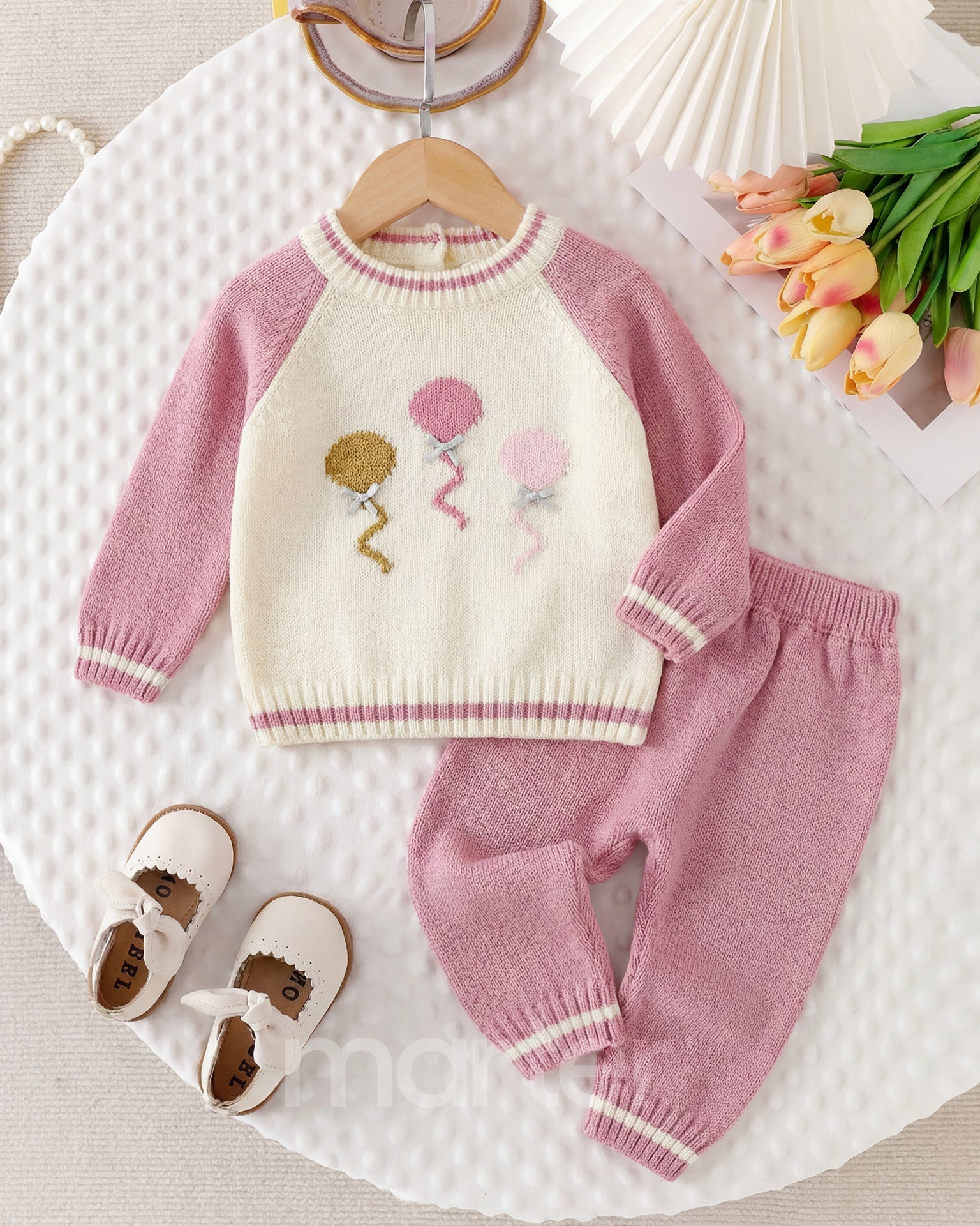 طقم شتوي كيوت للبنات من 2 قطع