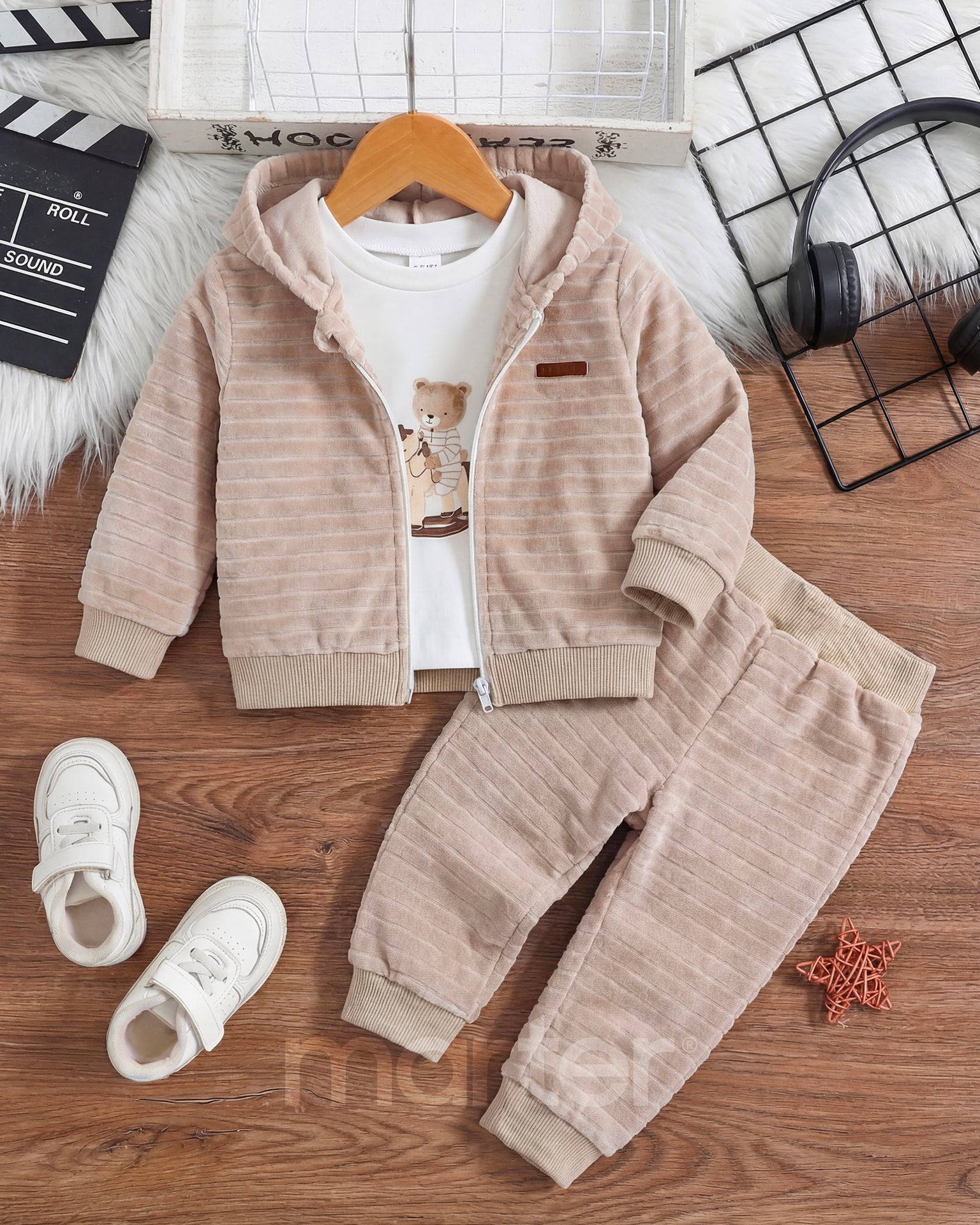 طقم شتوي كيوت للأولاد من 3 قطع