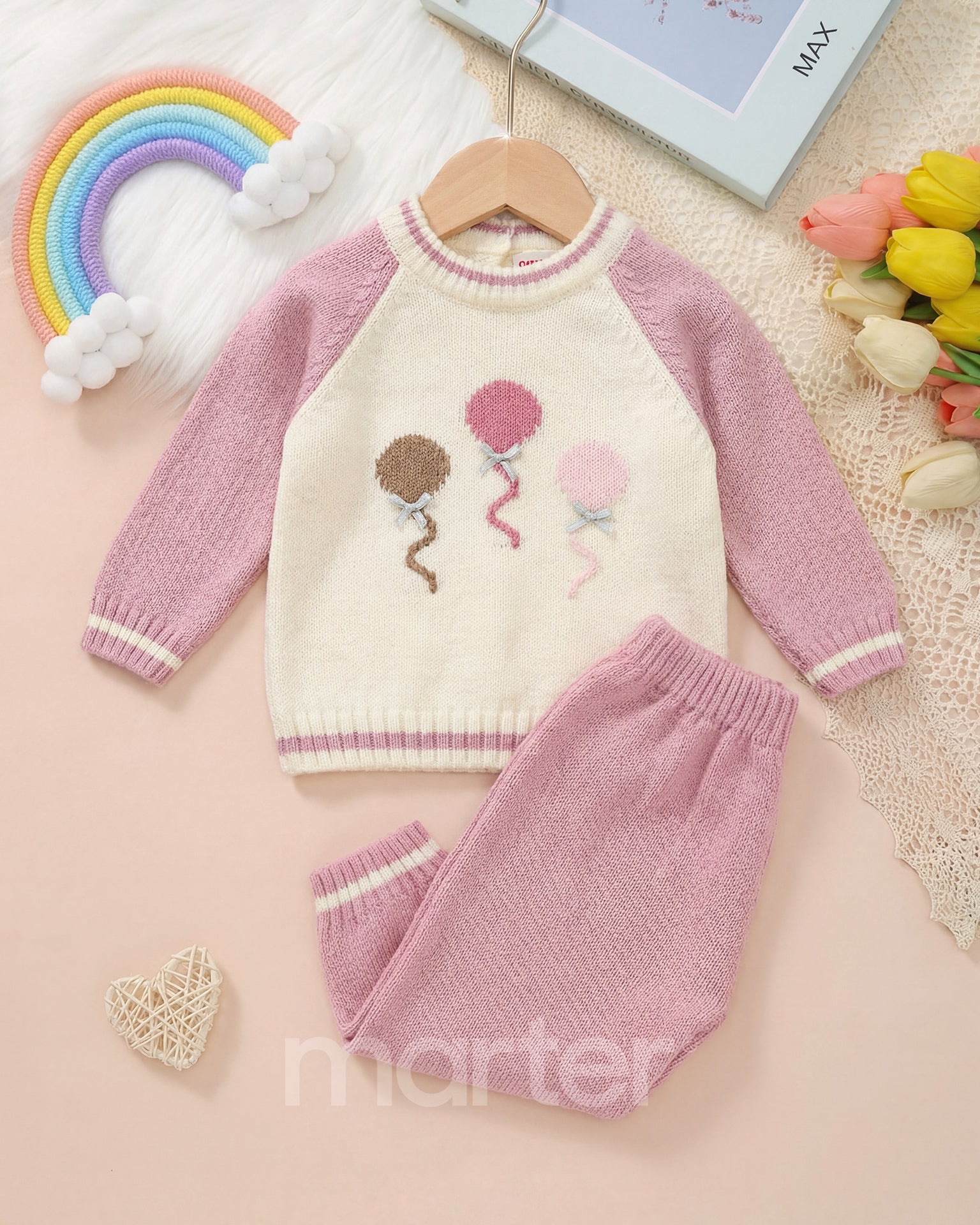 طقم شتوي كيوت للبنات من 2 قطع