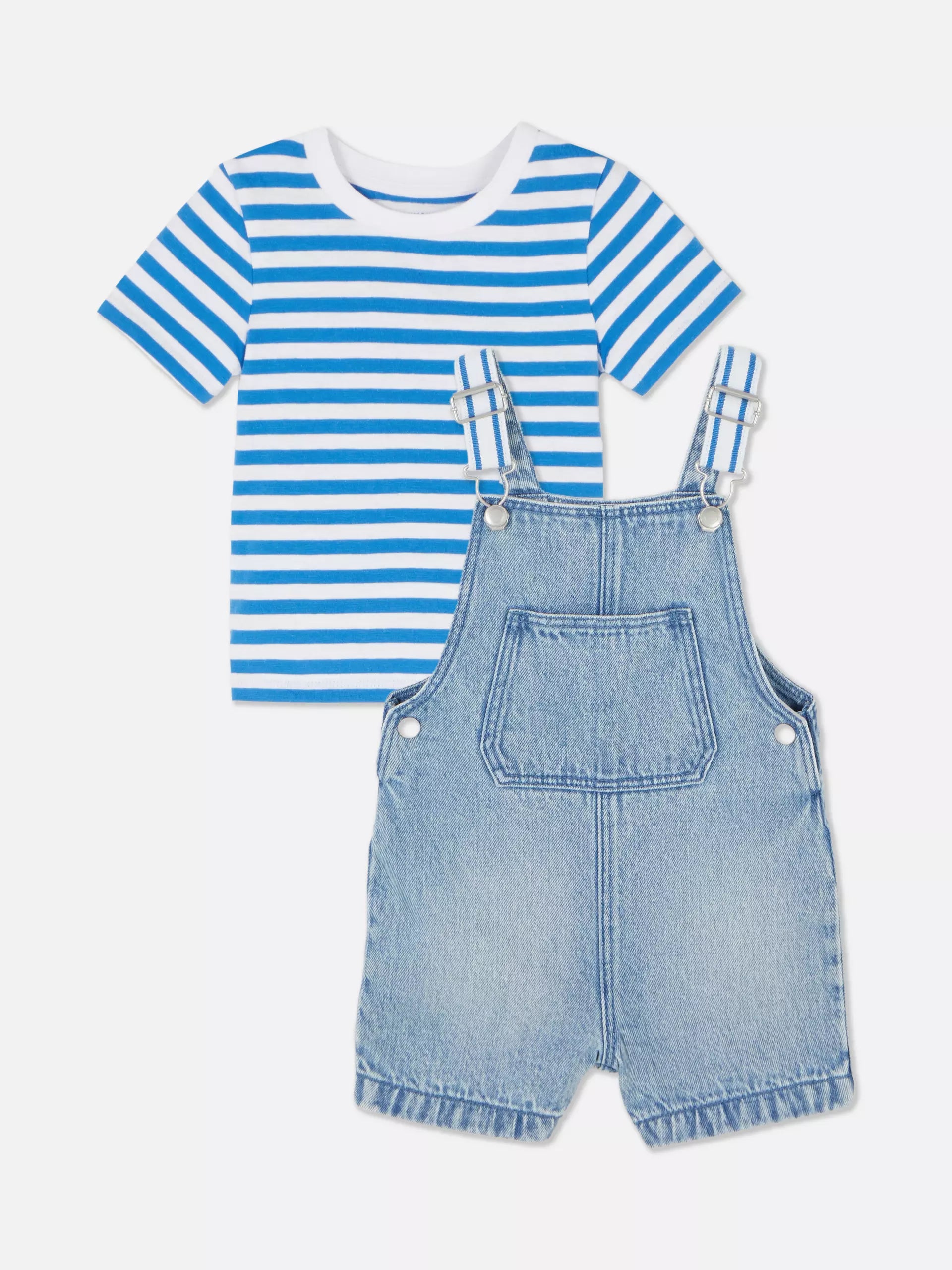 طقم أوفرول جينز صيفي رائع للأولاد بتصميم كيوت