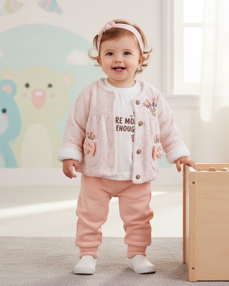 طقم كيوت و جميل للبنات مزين بأزهار صغيرة