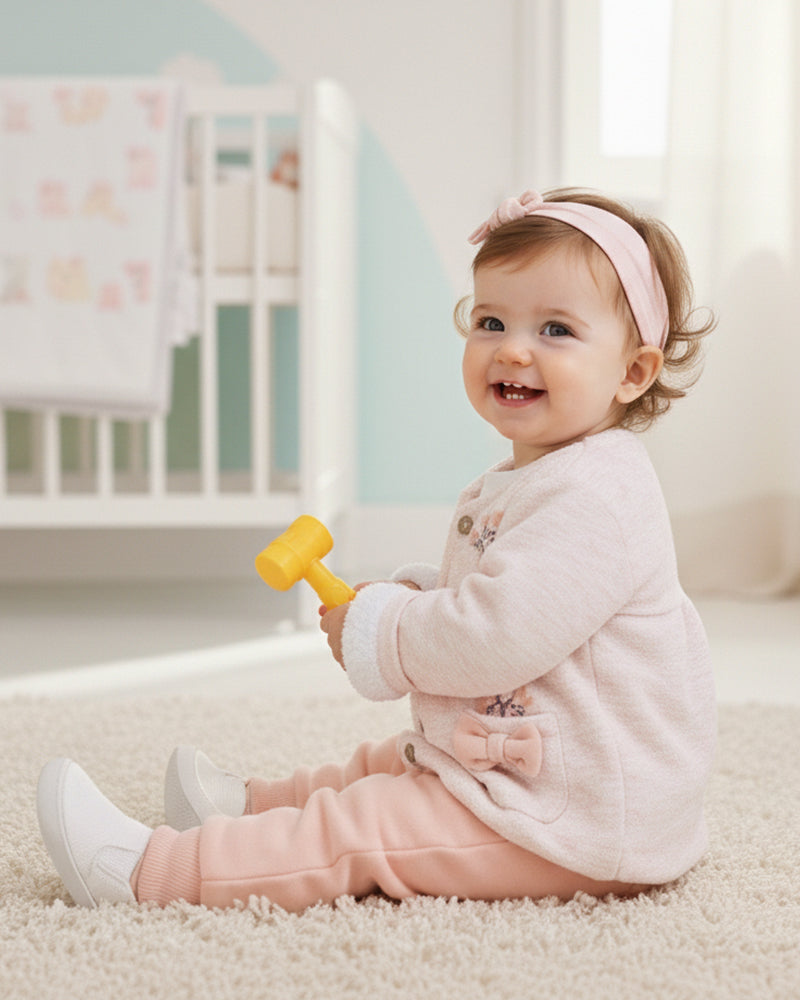 طقم كيوت و جميل للبنات مزين بأزهار صغيرة