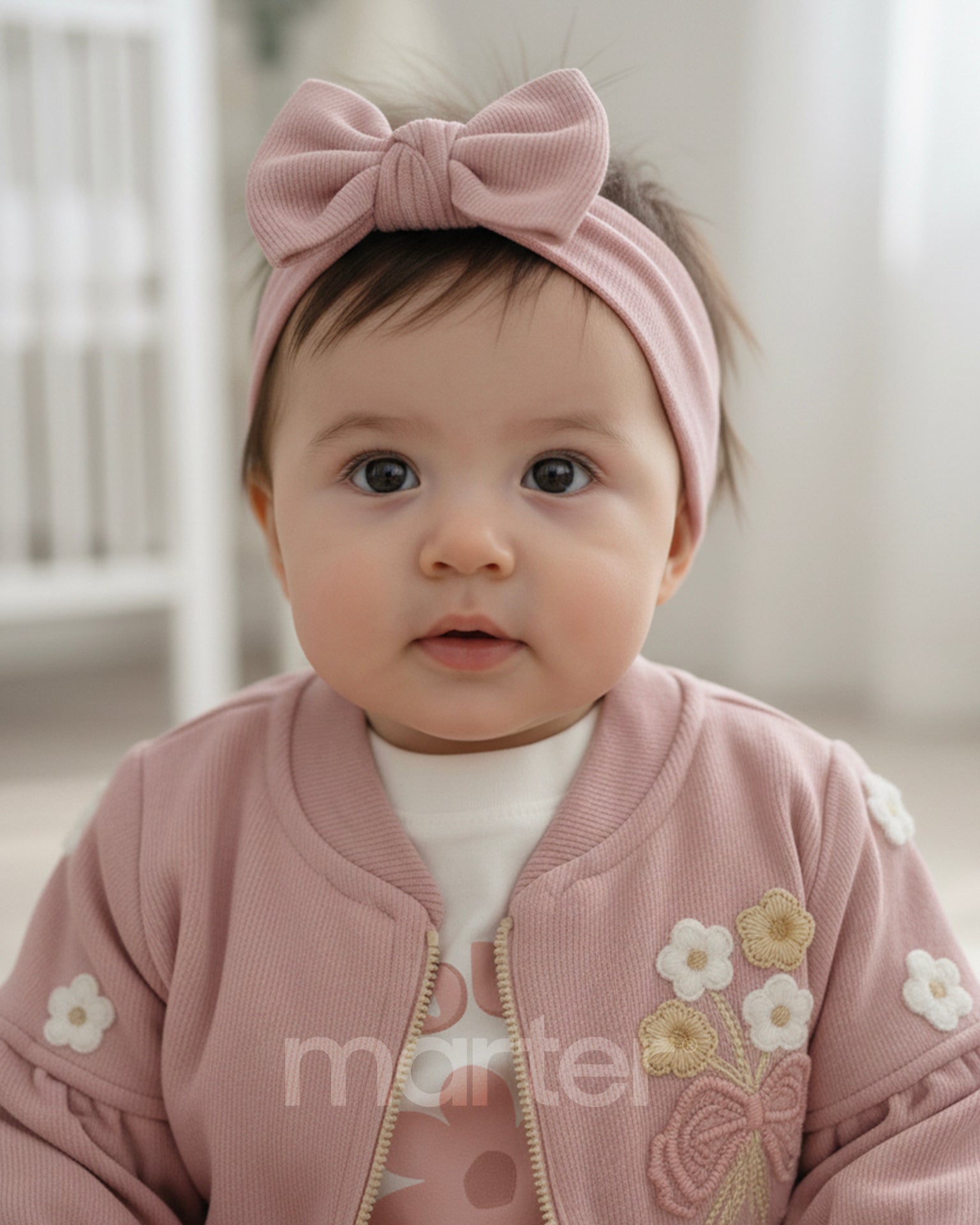 طقم شتوي جميل للبنات مزين بأزهار صغيرة