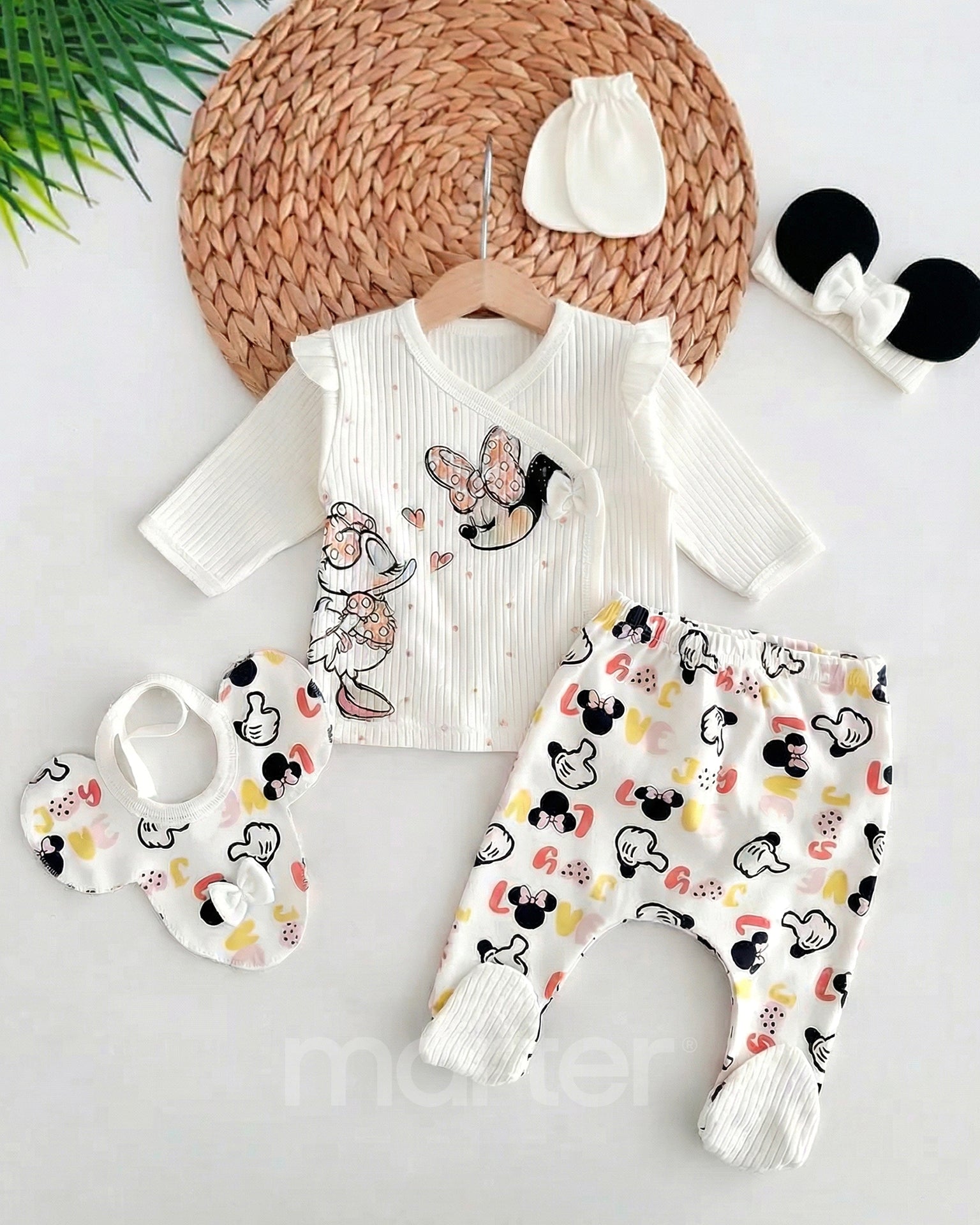 طقم ميني ماوس للبنات حديثي الولادة مكون من 5 قطع