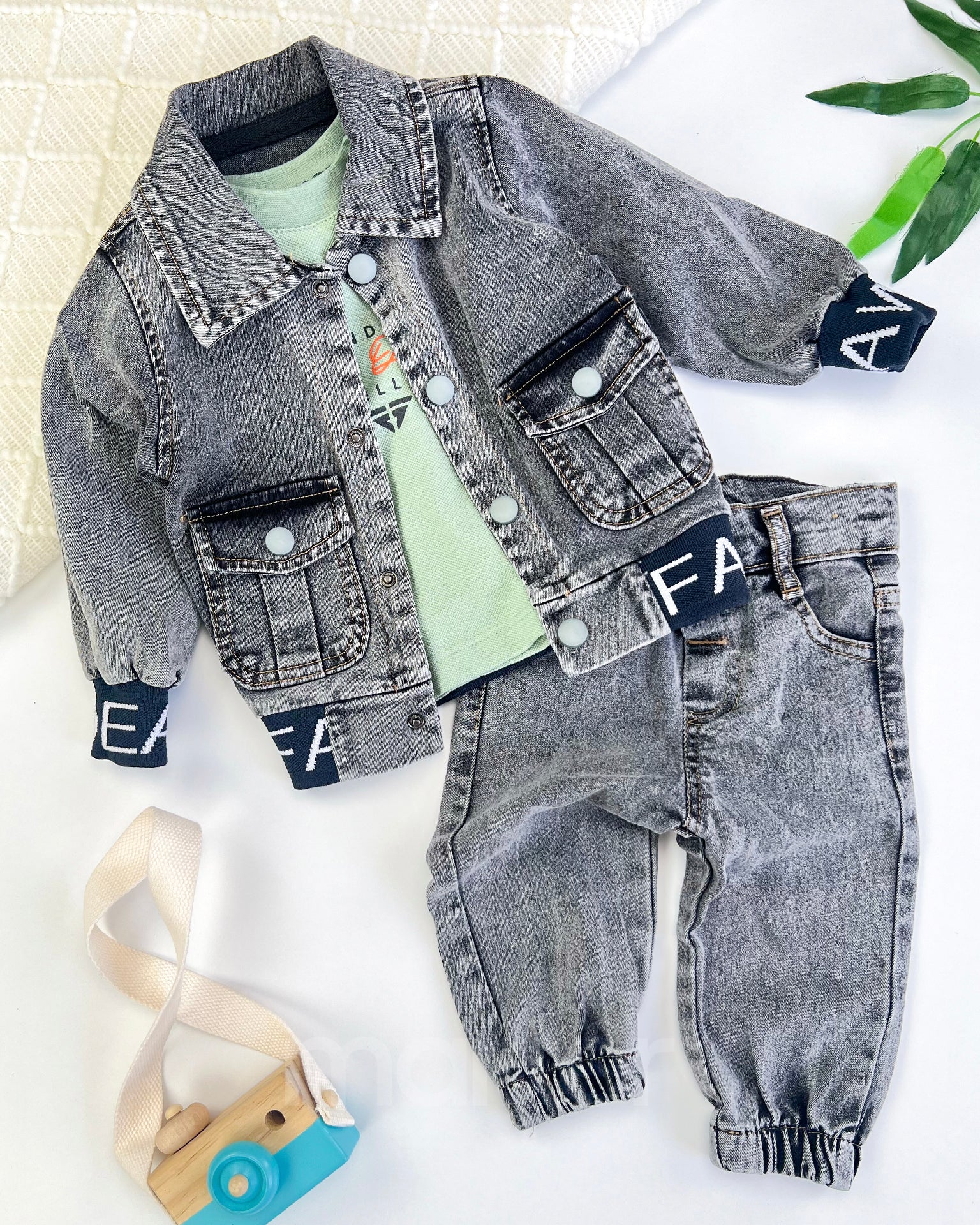 طقم جينز فخم للأولاد من 3 قطع فاخرة