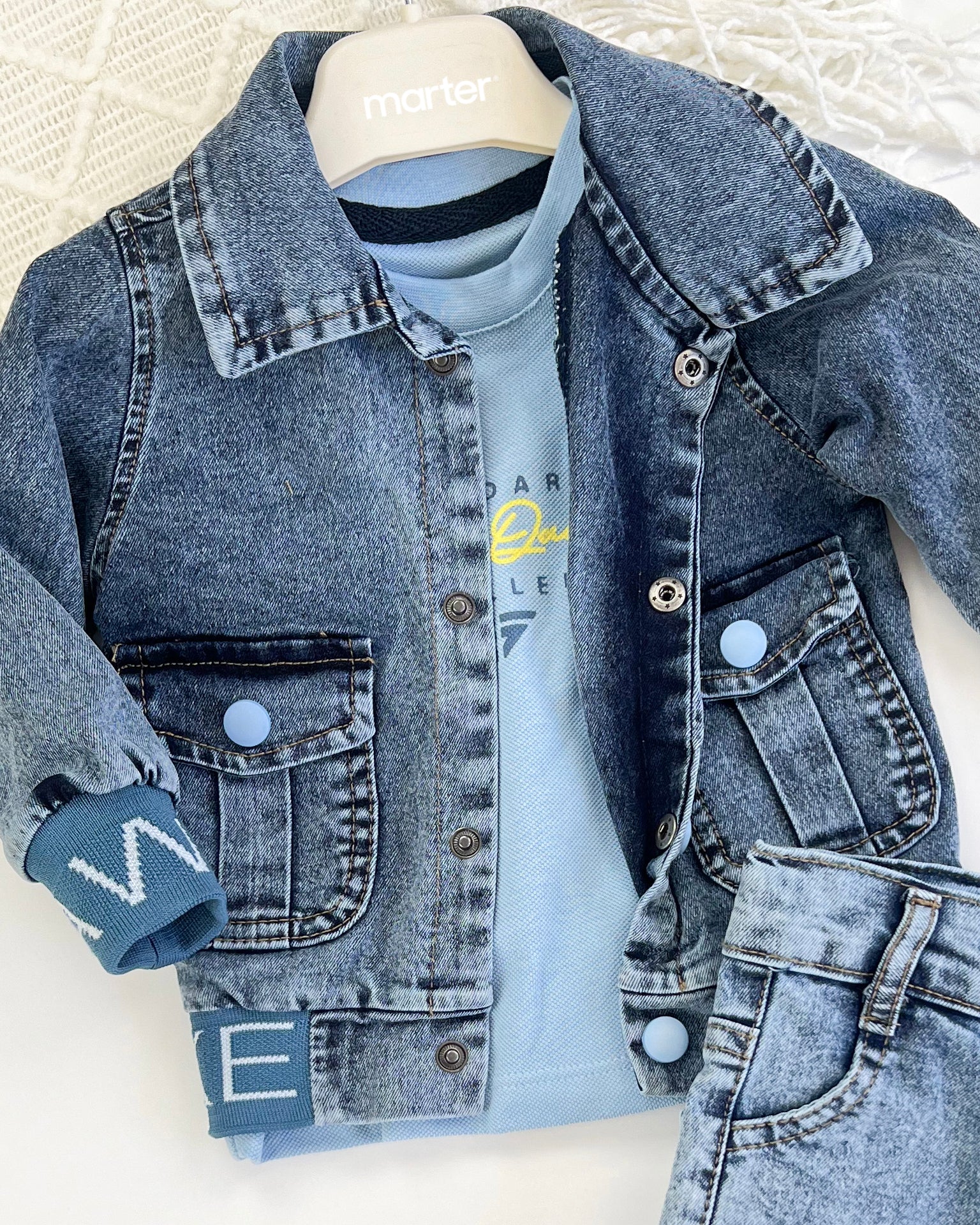 طقم جينز فخم للأولاد من 3 قطع فاخرة