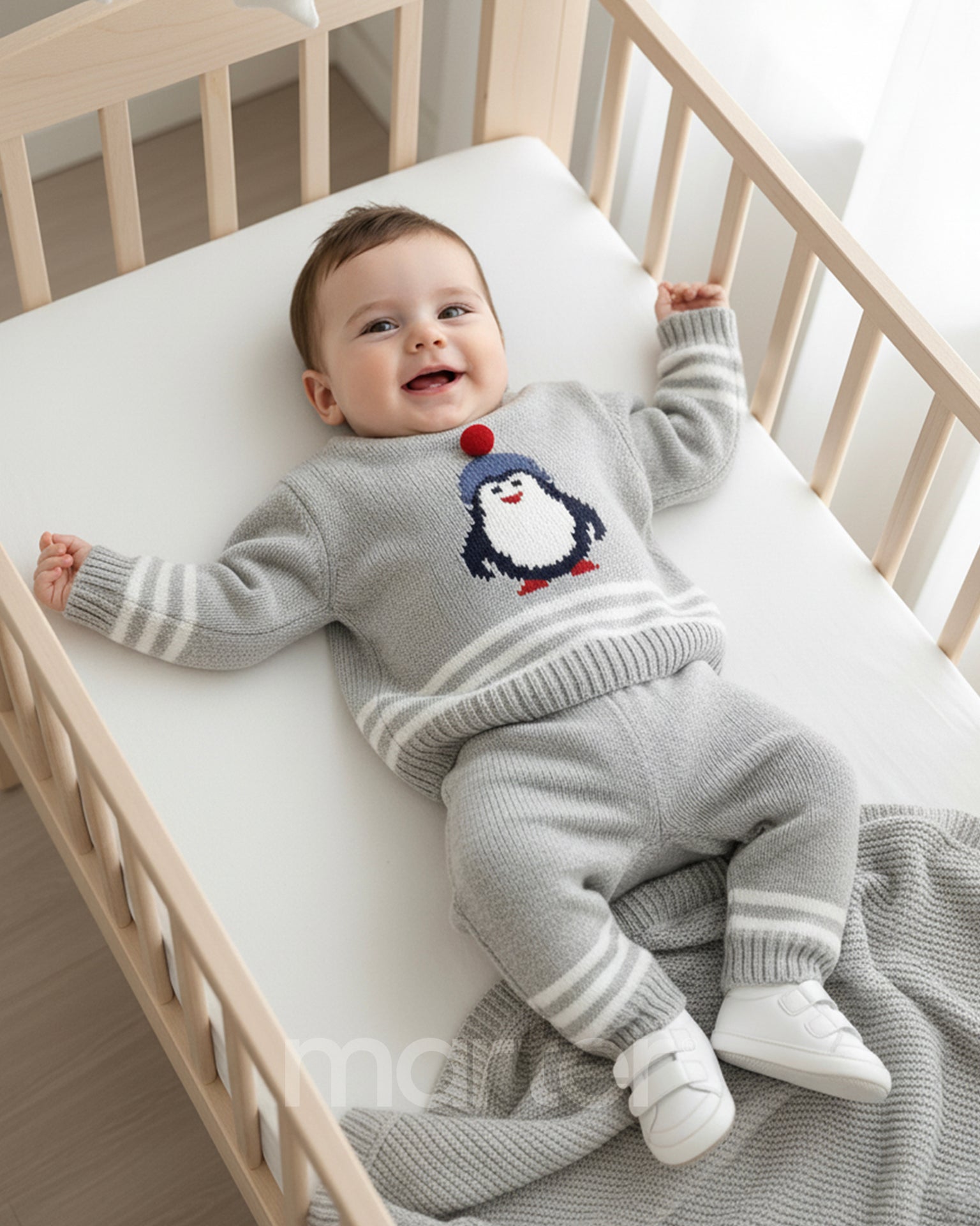 طقم شتوي كيوت للأولاد من 2 قطع