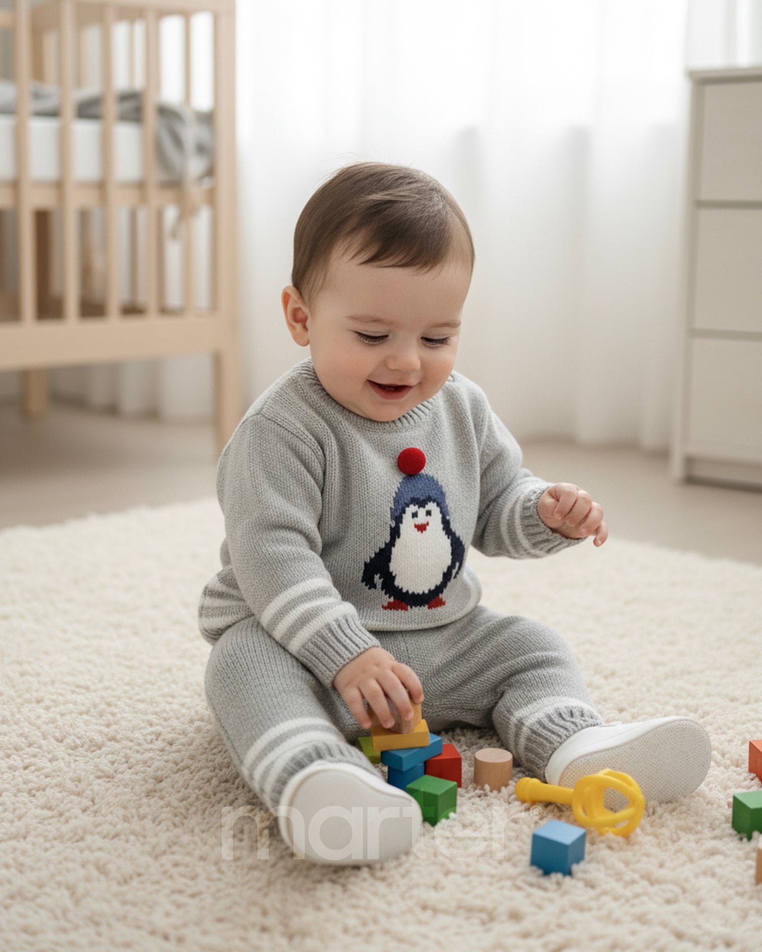 طقم شتوي كيوت للأولاد من 2 قطع