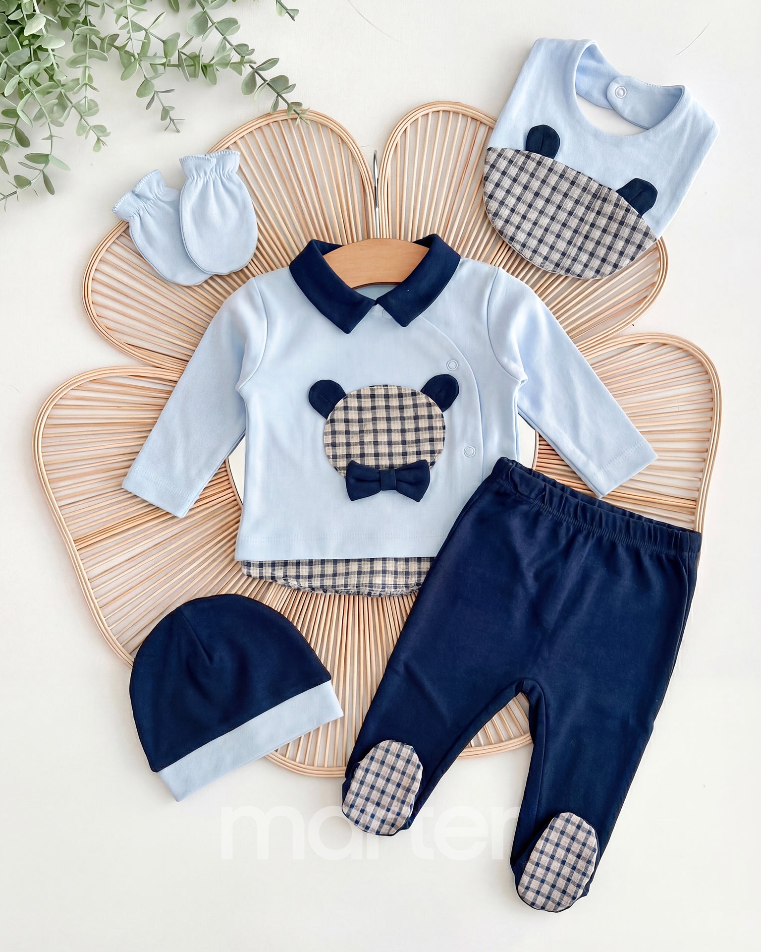 طقم مريح وفخم للمواليد الجدد بـ5 قطع