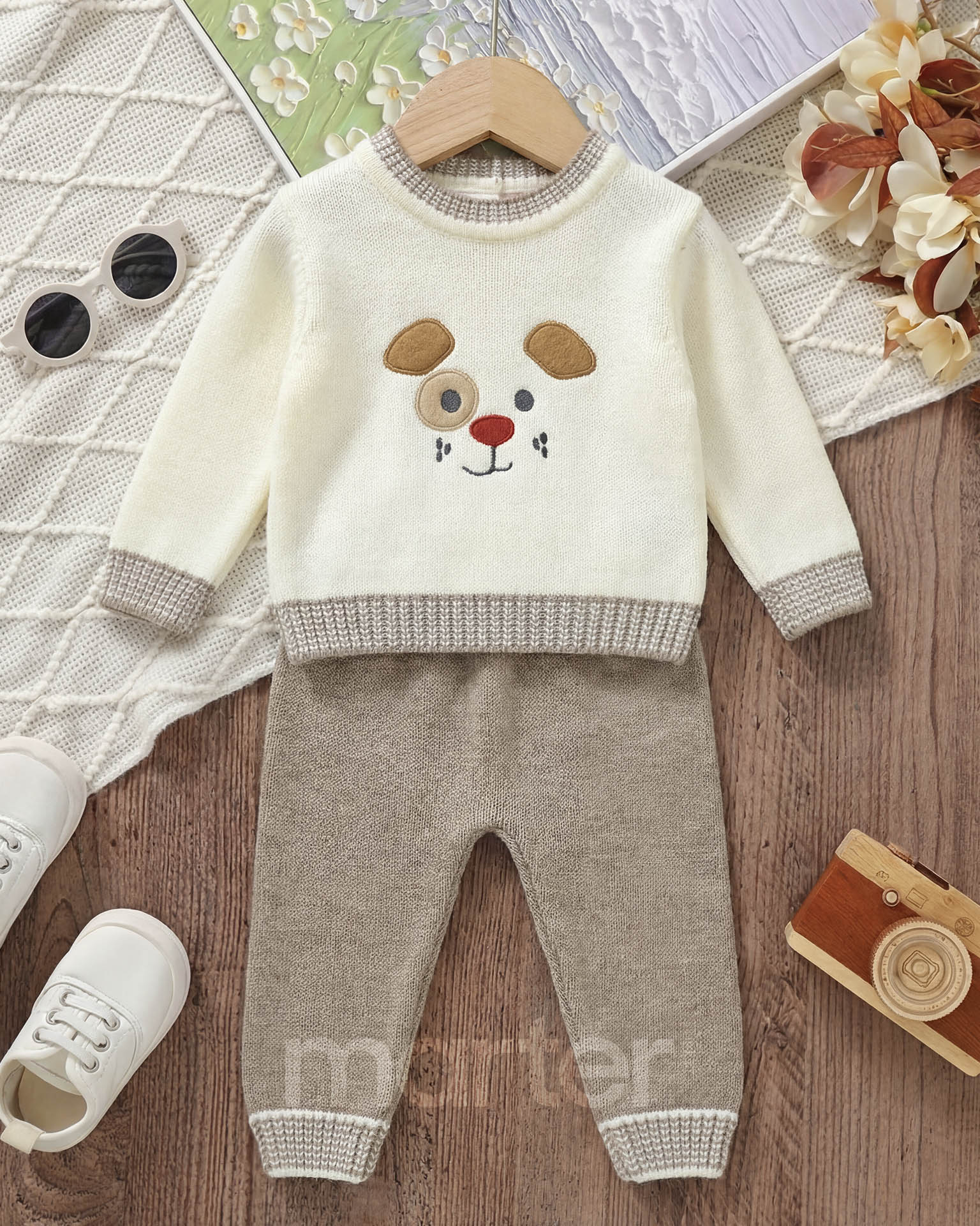 طقم شتوي كيوت للأولاد من 2 قطع