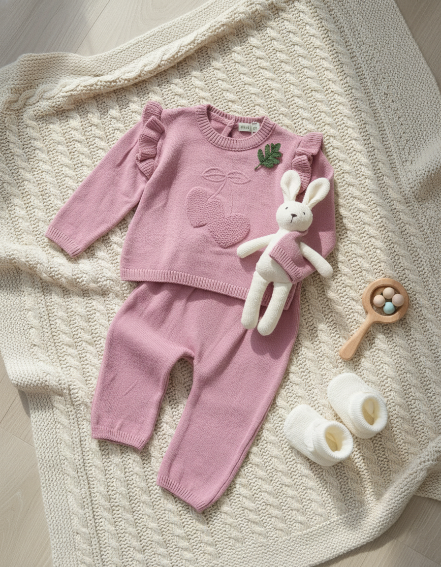 طقم شتوي كيوت للبنات من 2 قطع أنيقة