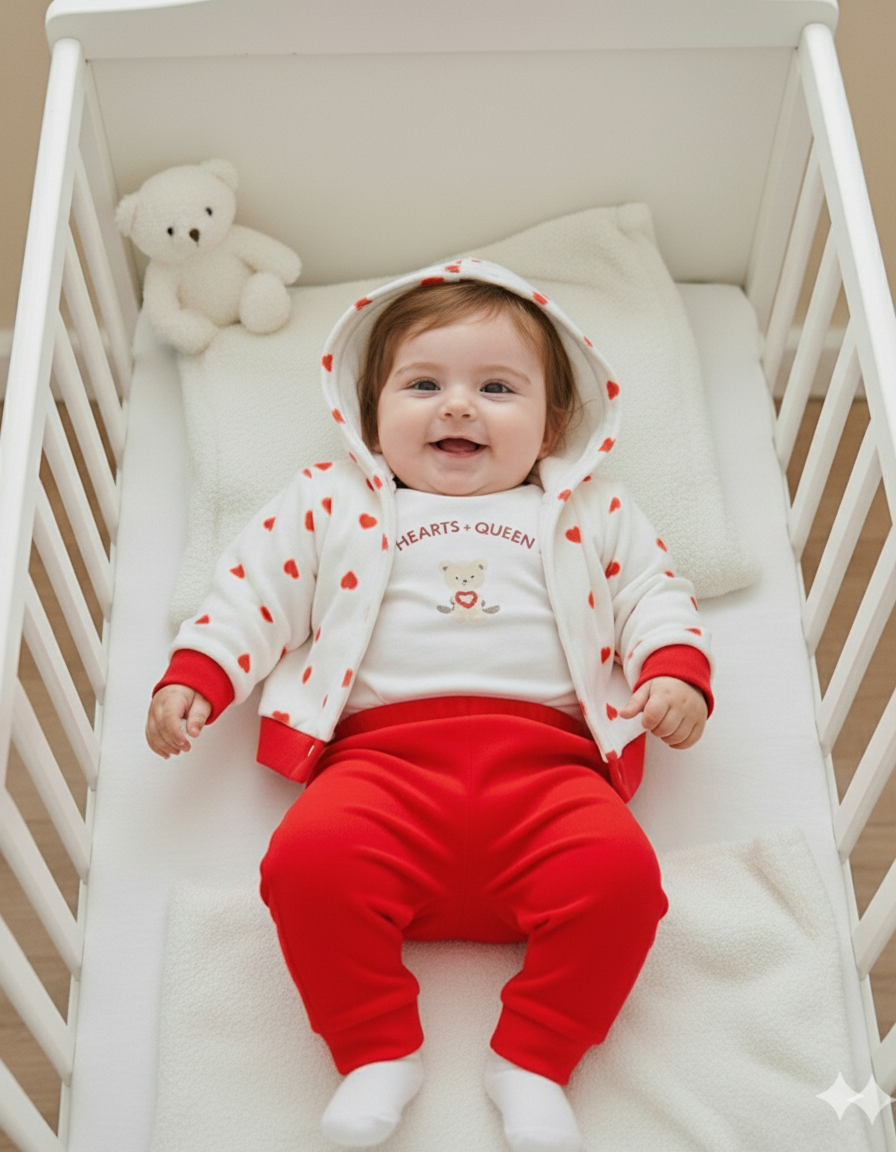 طقم كيوت مزين بقلوب صغيرة من 3 قطع