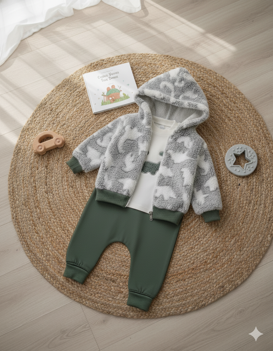 طقم شتوي جميل للأولاد من 3 قطع