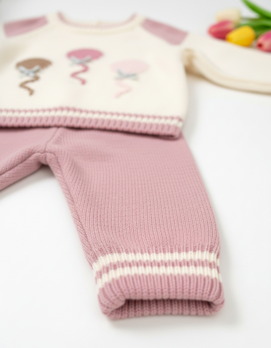 طقم شتوي كيوت للبنات من 2 قطع