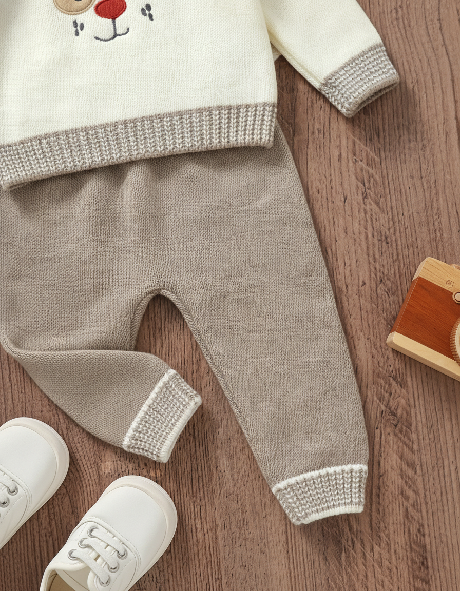 طقم شتوي كيوت للأولاد من 2 قطع