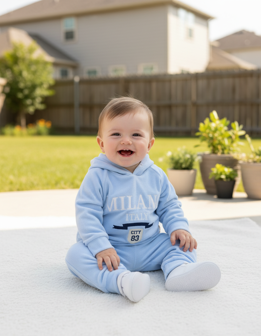 طقم شتوي كيوت للأولاد من 2 قطع