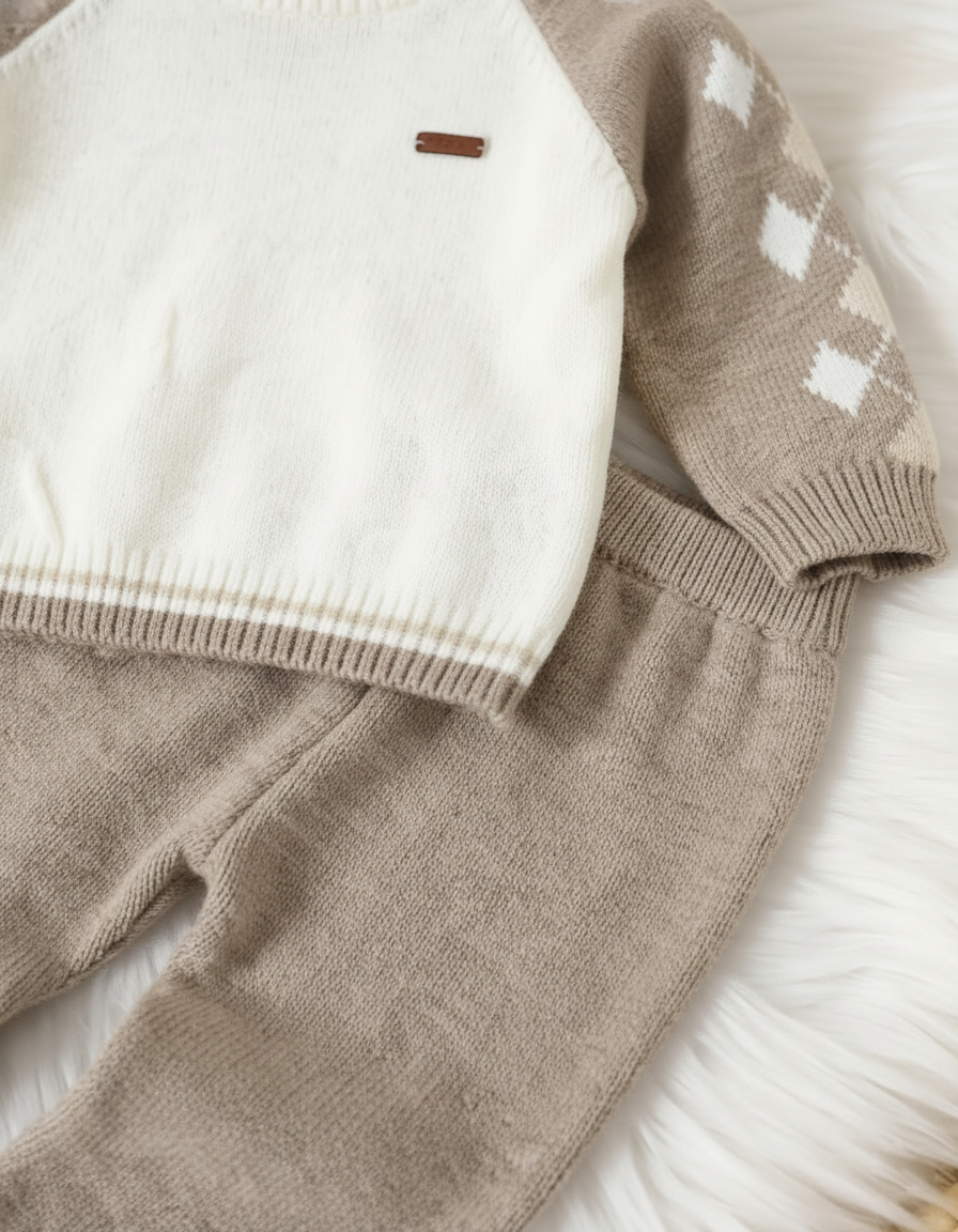 طقم شتوي كيوت للأولاد من 2 قطع