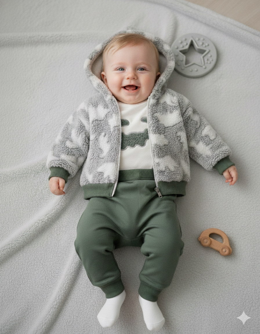 طقم شتوي جميل للأولاد من 3 قطع