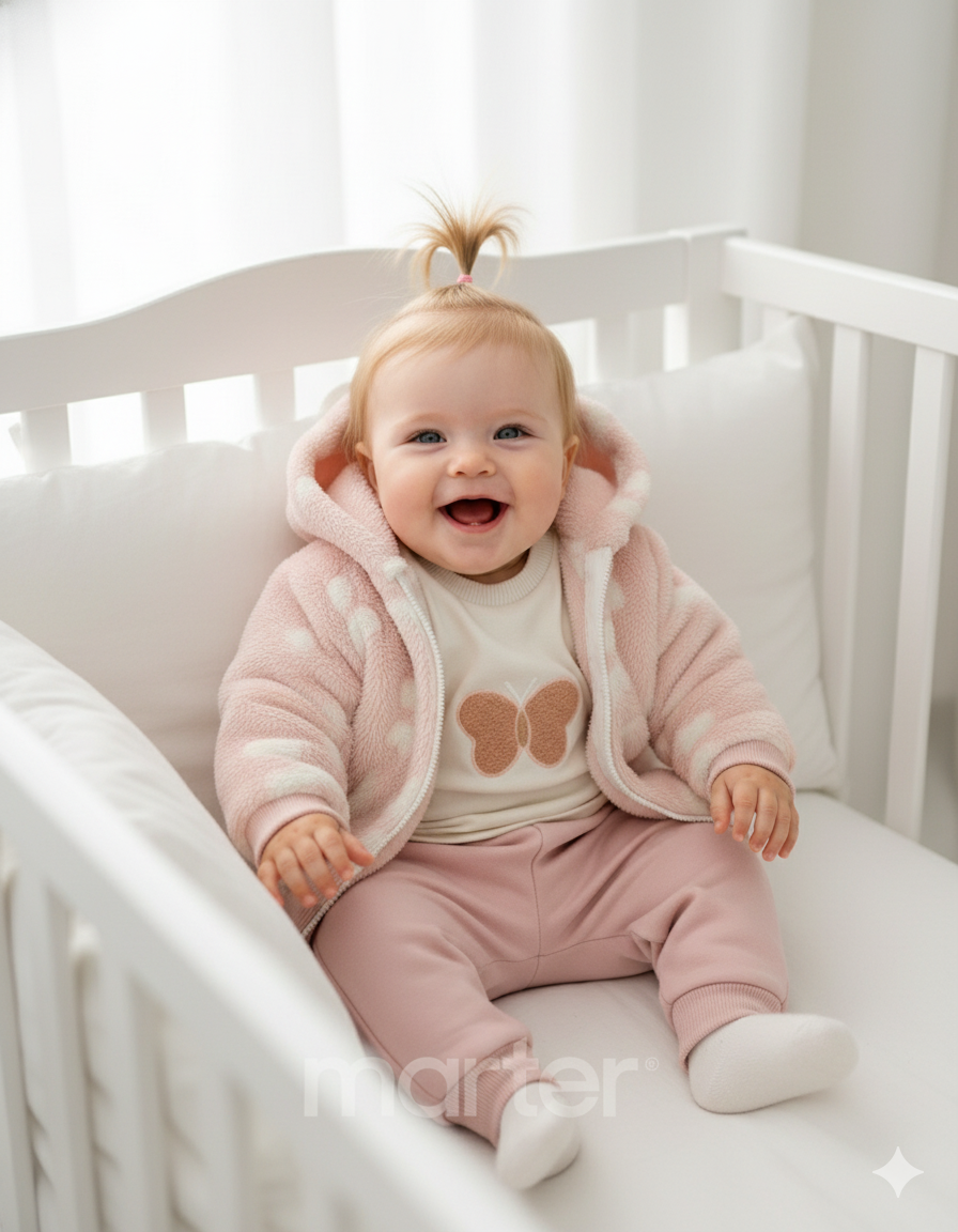 طقم شتوي جميل للبنات بتصميم الفراشة كيوت