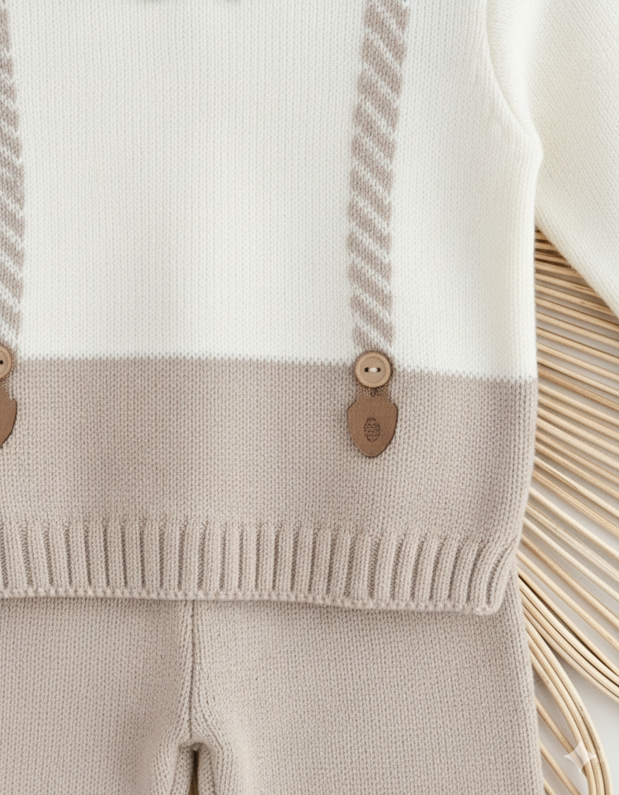 طقم شتوي كيوت للأولاد من 2 قطع أنيقة