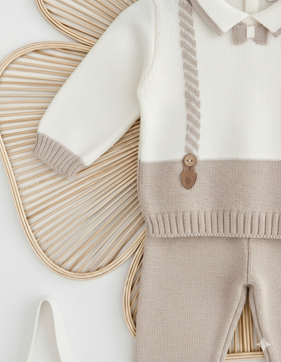 طقم شتوي كيوت للأولاد من 2 قطع أنيقة