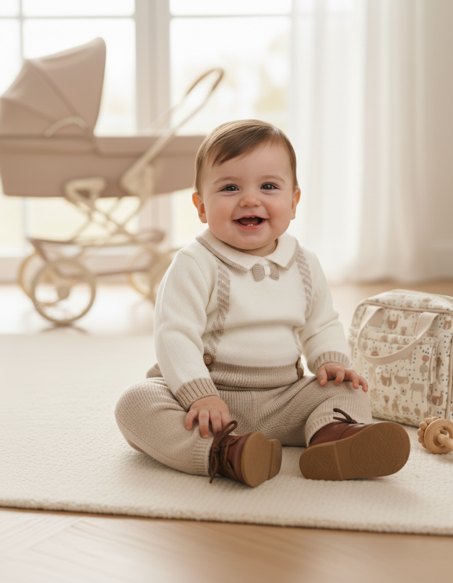 طقم شتوي كيوت للأولاد من 2 قطع أنيقة