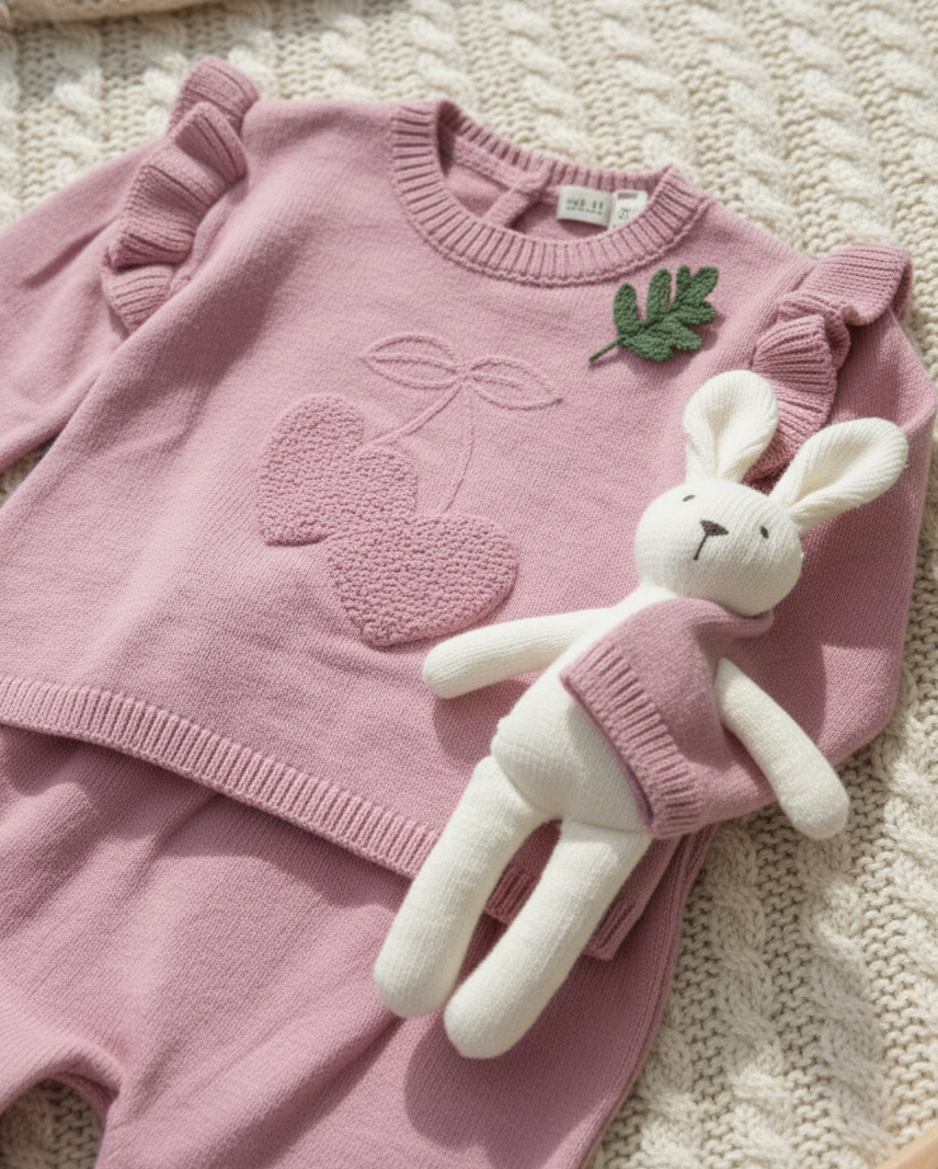 طقم شتوي كيوت للبنات من 2 قطع أنيقة