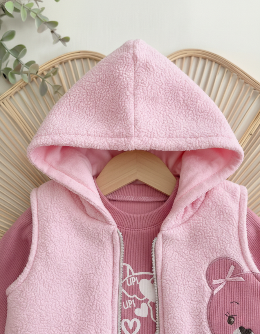 طقم شتوي رائع للبنات بتصميم كيوت من 3 قطع