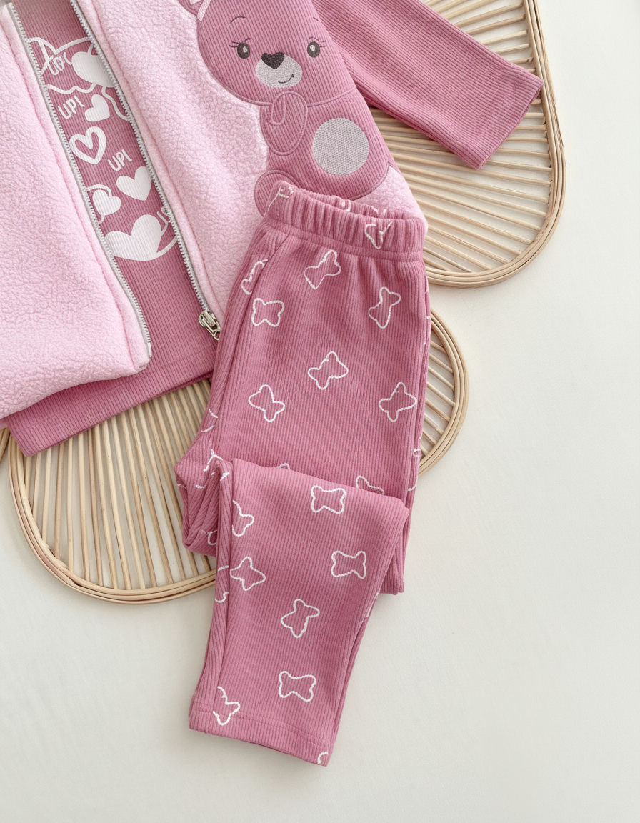 طقم شتوي رائع للبنات بتصميم كيوت من 3 قطع