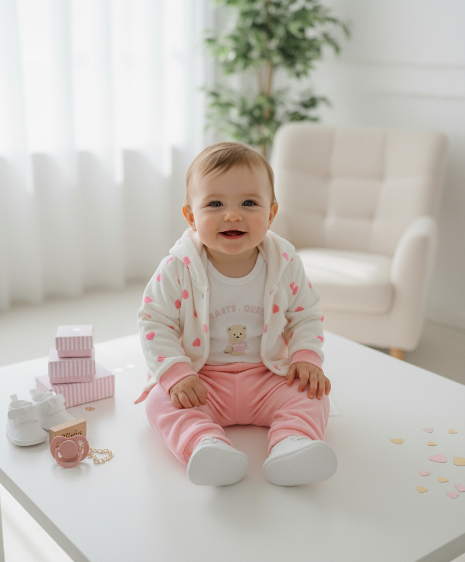 طقم كيوت مزين بقلوب صغيرة من 3 قطع