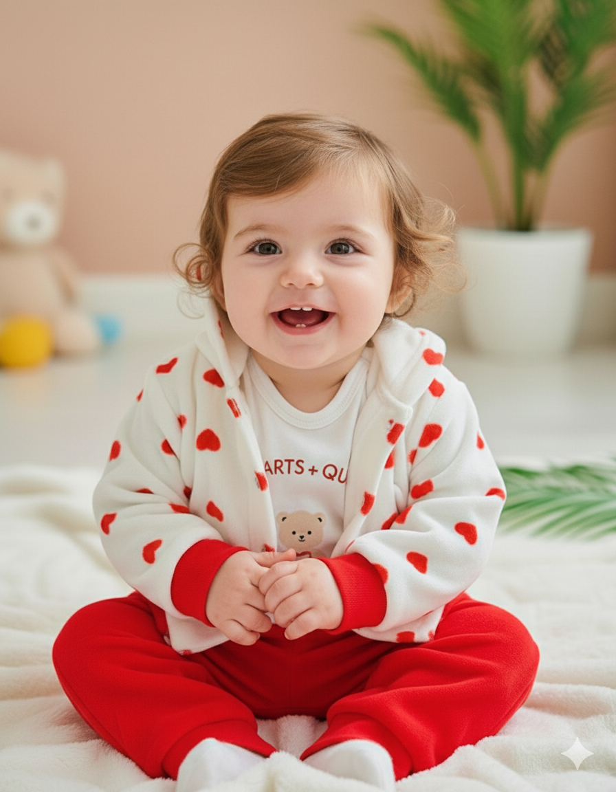 طقم كيوت مزين بقلوب صغيرة من 3 قطع