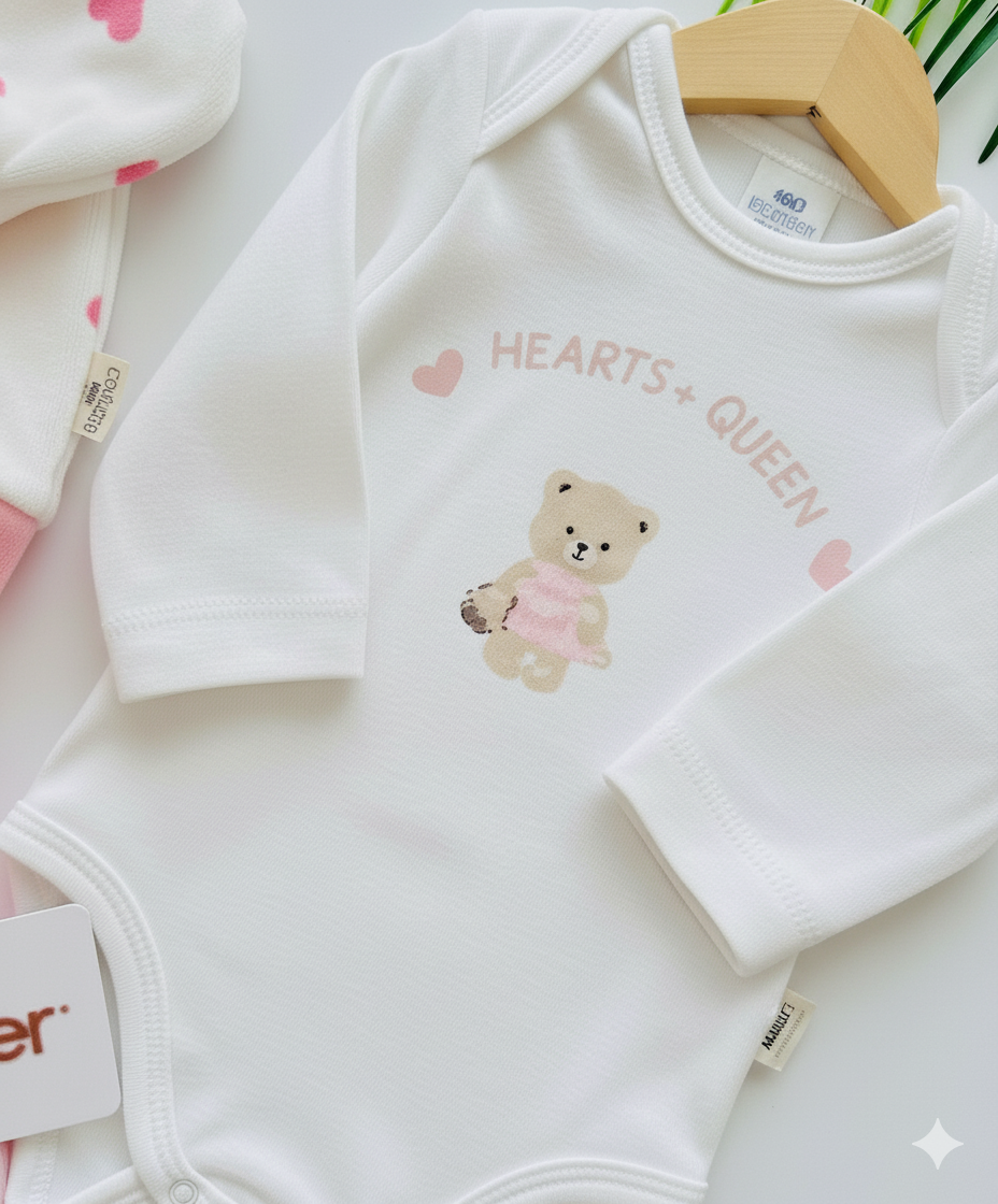 طقم كيوت مزين بقلوب صغيرة من 3 قطع