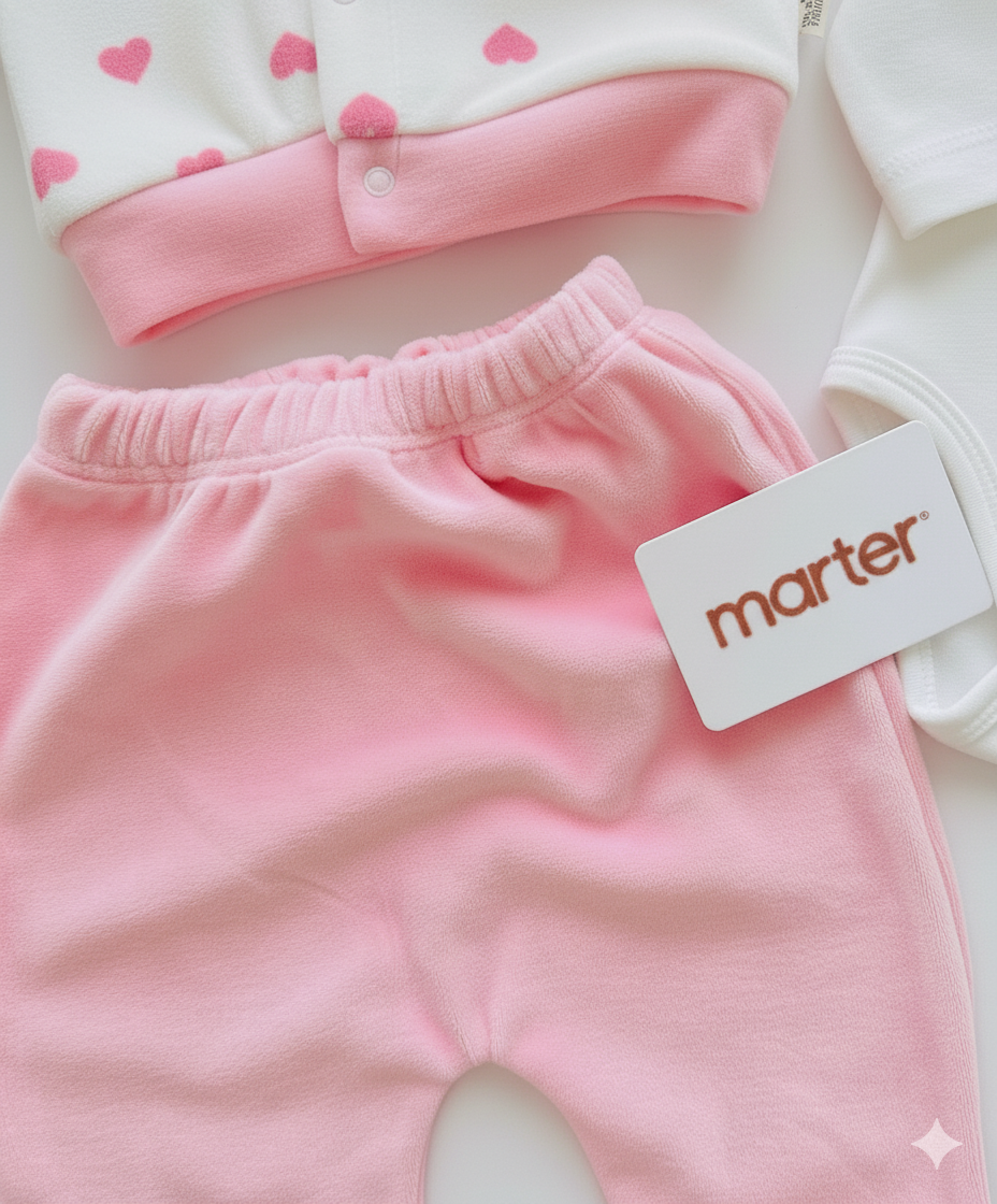 طقم كيوت مزين بقلوب صغيرة من 3 قطع