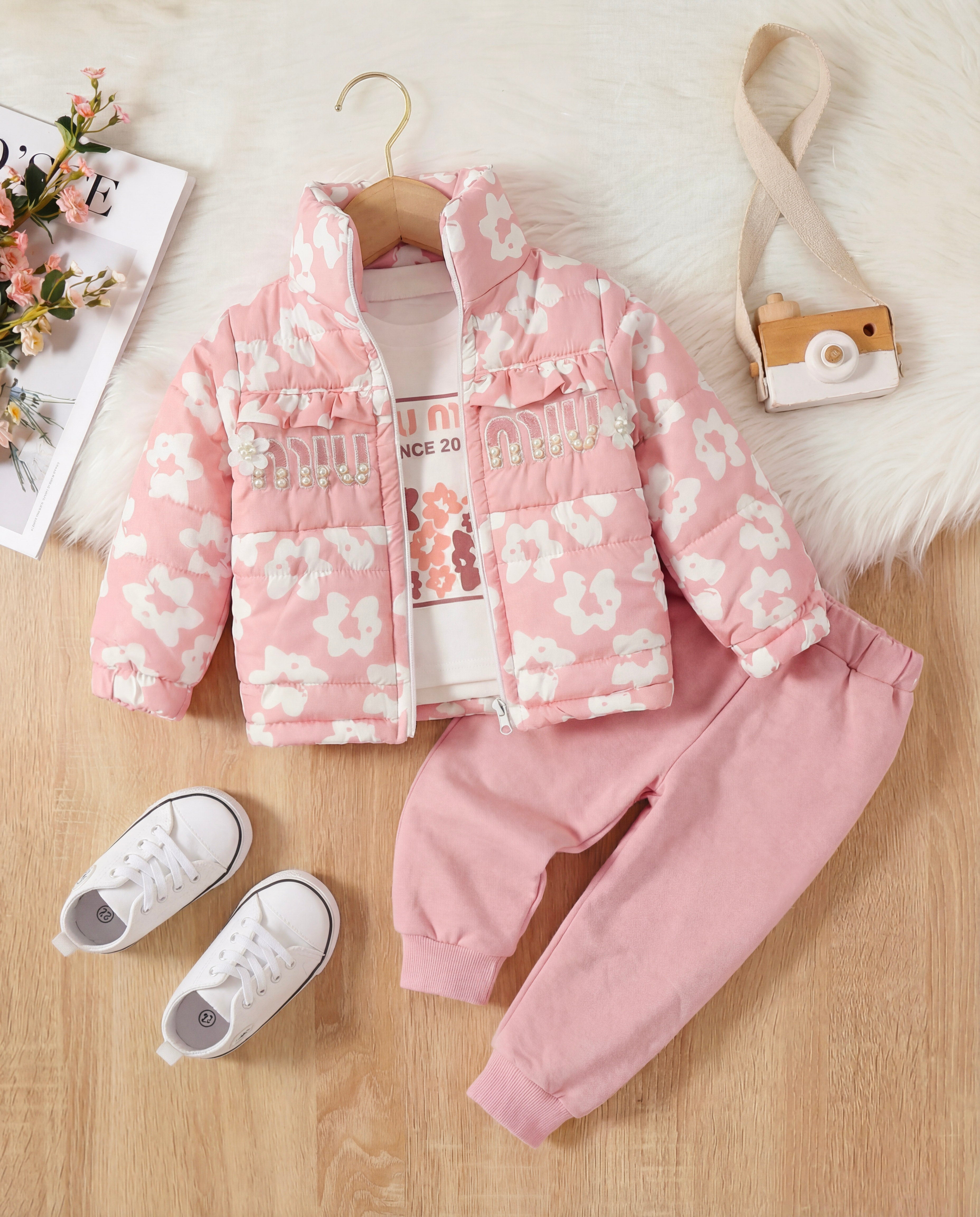 طقم شتوي كيوت للبنات من 3 قطع