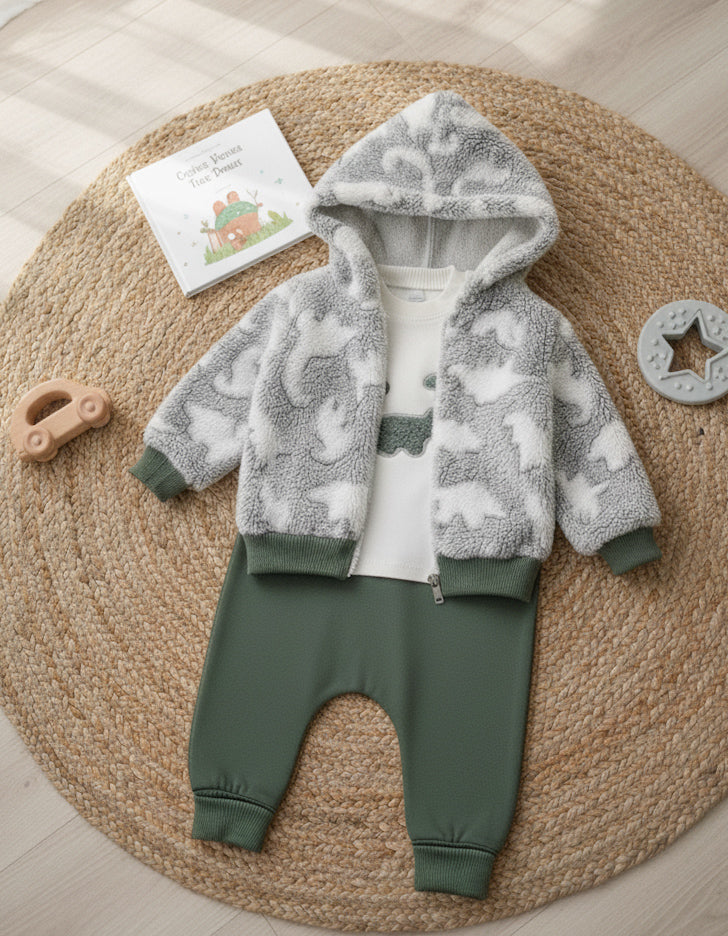 طقم شتوي جميل للأولاد من 3 قطع